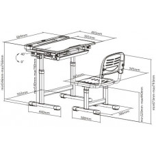 Комплект парта + стул трансформеры Bellissima Grey