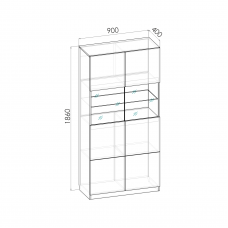 Ш2С шкаф 2-х створчатый со стеклянными дверцами Энни
