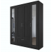 Шкаф СИРИУС четырехдверный с выдвижным ящиком и двумя зеркалами, ДСП, цвет Дуб Венге