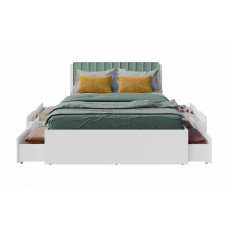 Кровать двусторонняя Фьорд с мягким зелёным изголовьем 2000х1600