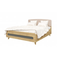 Двуспальная кровать с мягким изголовьем Nova 2 (графит/беж)