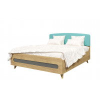 Двуспальная кровать с мягким изголовьем Nova 2 (графит/бирюза)