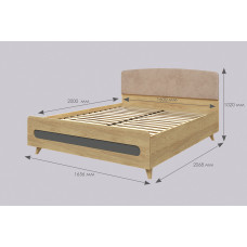 Двуспальная кровать с мягким изголовьем Nova 2 (графит/беж)