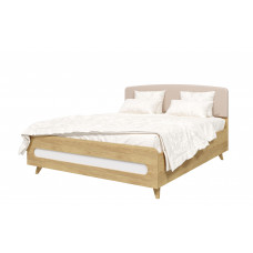 Двуспальная кровать с мягким изголовьем Nova 2 (белый/беж)