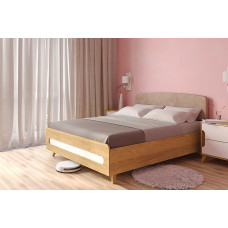 Двуспальная кровать с мягким изголовьем Nova 2 (белый/беж)