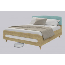 Двуспальная кровать с мягким изголовьем Nova 2 (белый/бирюза)