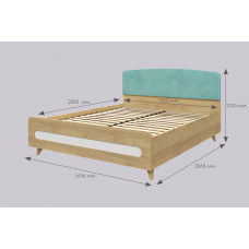 Двуспальная кровать с мягким изголовьем Nova 2 (белый/бирюза)