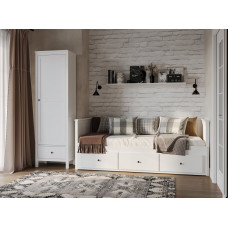 Кровать Кантри двухспальная раздвижная с выдвижными ящиками, 80/160х200, массив сосны, цвет белый