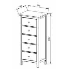 Комод 05 Кантри белый с пятью ящиками