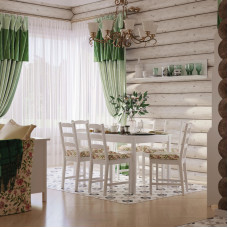 Комлект Вествик обеденный стол и четыре стула, массив сосны, цвет белый