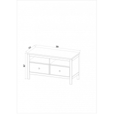 Тумба ТВ 02 Кантри с двумя ящиками и нишами, массив сосны, цвет белый