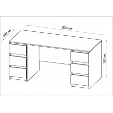Стол КАСТОР письменный двухтумбовый с шестью ящиками, цвет Дуб Венге