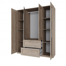 Шкаф СИРИУС четырехдверный с выдвижным ящиком и двумя зеркалами, цвет Дуб Сонома